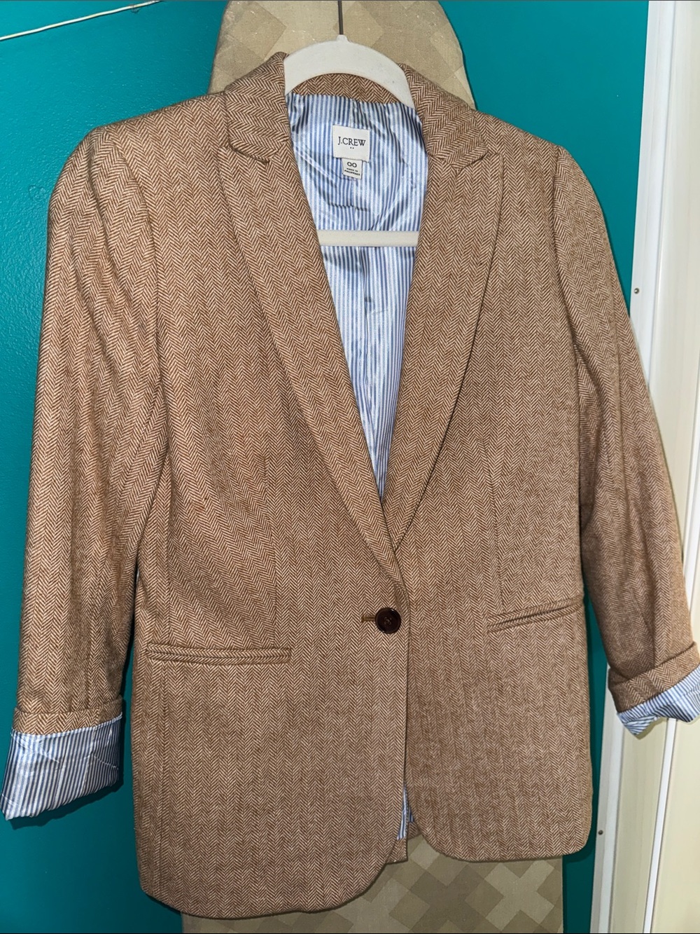 J. Crew Tan Brown Herringbone Blazer
